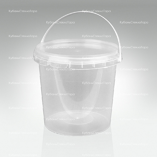 Ведро 1 л прозрачное с крышкой (МП) пластик оптом и по оптовым ценам в Уфе