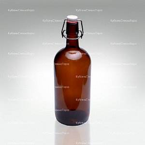 Бутылка «Бугельная» 1л. (Коричневая) стеклянная с пробкой оптом и по оптовым ценам в Уфе