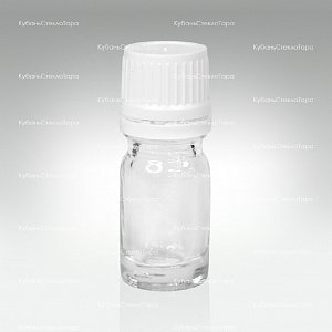Флакон для капель 0,005 л (18) прозрачное стекло с белой винтовой крышкой КПВ оптом и по оптовым ценам в Уфе